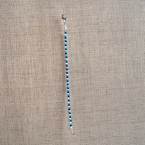 Bracelet,blue,black, white beads, fits most wrists